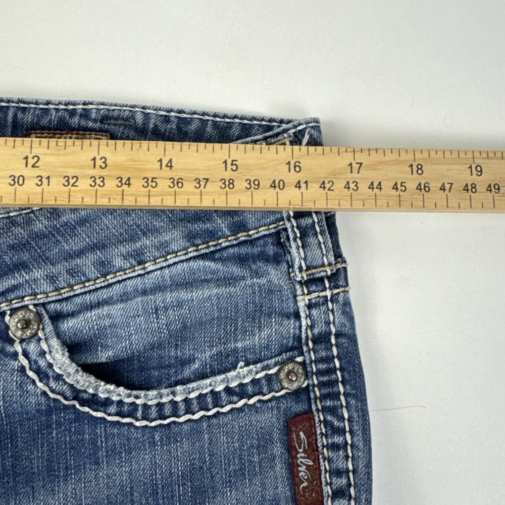 Silver Jeans Frances Capri Women W30 Blue‎ Denim Stretch Medium Wash L1268SVP356 - Picture 9 of 16